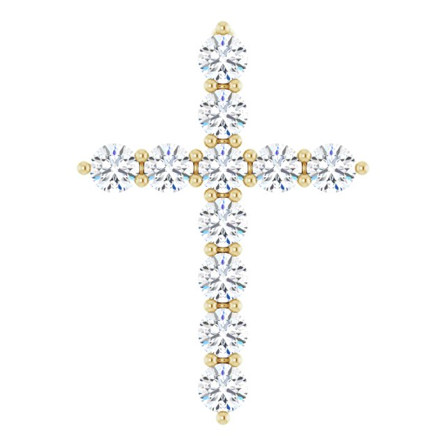 14K Yellow 3/8 CTW Lab-Grown Diamond Cross Pendant