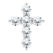 14k White 1/4 Ctw Lab-grown Diamond Cross Pendant