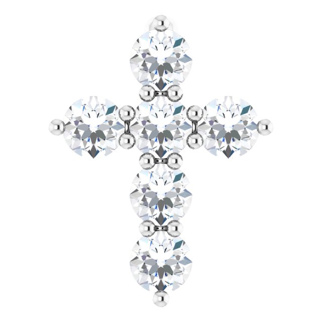 14k White 1/4 Ctw Lab-grown Diamond Cross Pendant