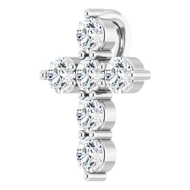 14k White 1/4 Ctw Lab-grown Diamond Cross Pendant
