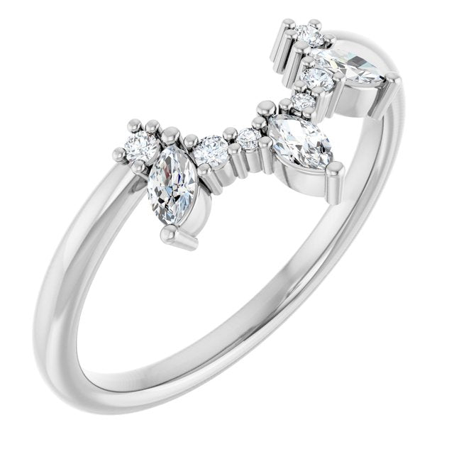 14K White 1/5 CTW Natural Diamond Contour Band