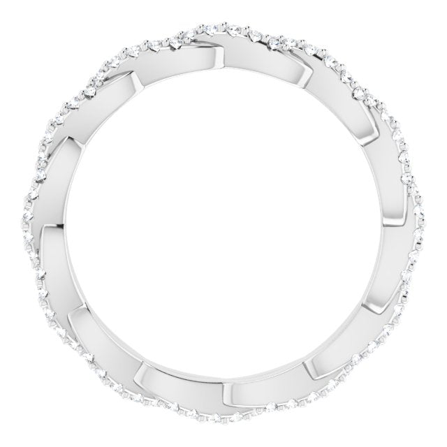 14K White 1/4 CTW Natural Diamond Twisted Eternity Band Size 7