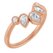 14k Rose 3/8 Ctw Lab-grown Diamond Contour Band
