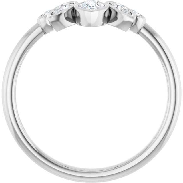 14K White 3/8 CTW Natural Diamond Bezel-Set  Contour Band