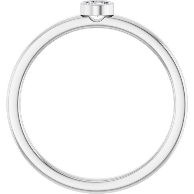 14K White 3 mm Natural Diamond Ring