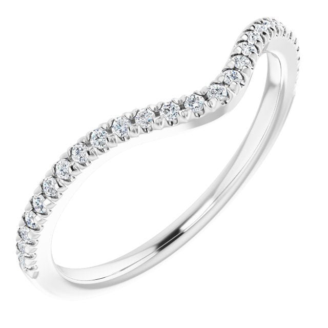 14K White 1/8 CTW Natural Diamond French-Set Matching Band
