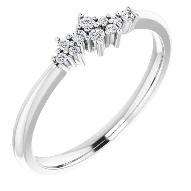 14k White .08 Ctw Natural Diamond Stackable Cluster Ring