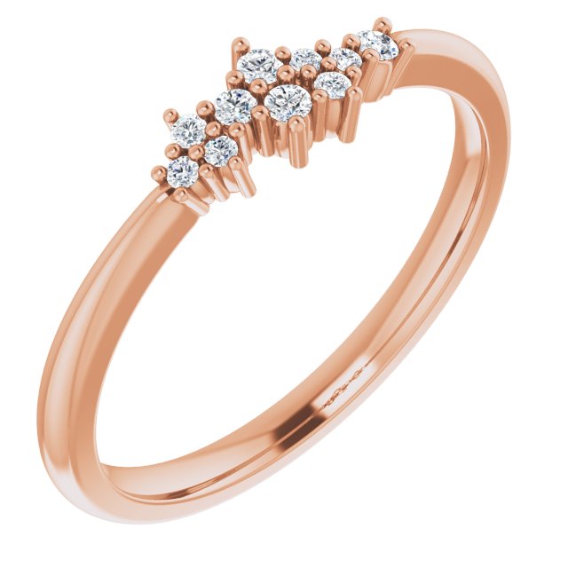 14k Rose .08 Ctw Natural Diamond Stackable Cluster Ring
