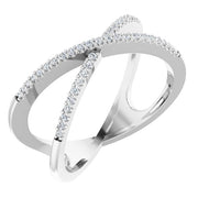 14k White 1/6 Ctw Natural Diamond Criss-cross Ring