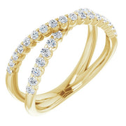 14k Yellow 1/2 Ctw Natural Diamond Criss-cross Ring