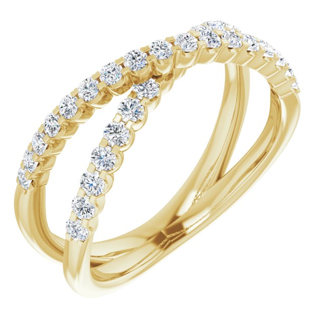 14k Yellow 1/2 Ctw Natural Diamond Criss-cross Ring