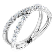 14k White 1/2 Ctw Natural Diamond Criss-cross Ring