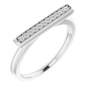 14k White 1/10 Ctw Natural Diamond Bar Ring