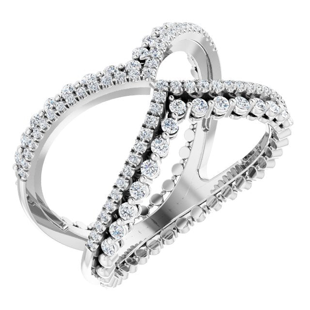 14k White 1/2 Ctw Natrual Diamond Negative Space Ring