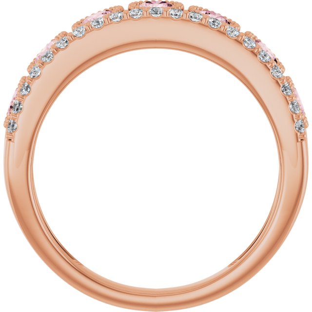 14k Rose Natural Pink Morganite & 1/5 Ctw Natural Diamond Ring