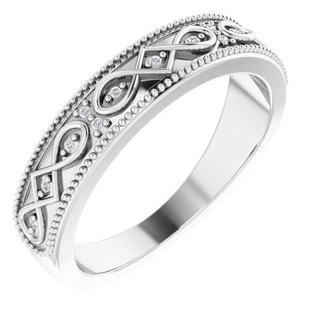 14K White .03 CTW Natural Diamond Celtic Inspired Anniversary Band