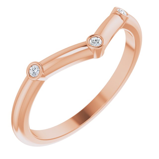 14K Rose .03 CTW Natural Diamond Stackable V Ring