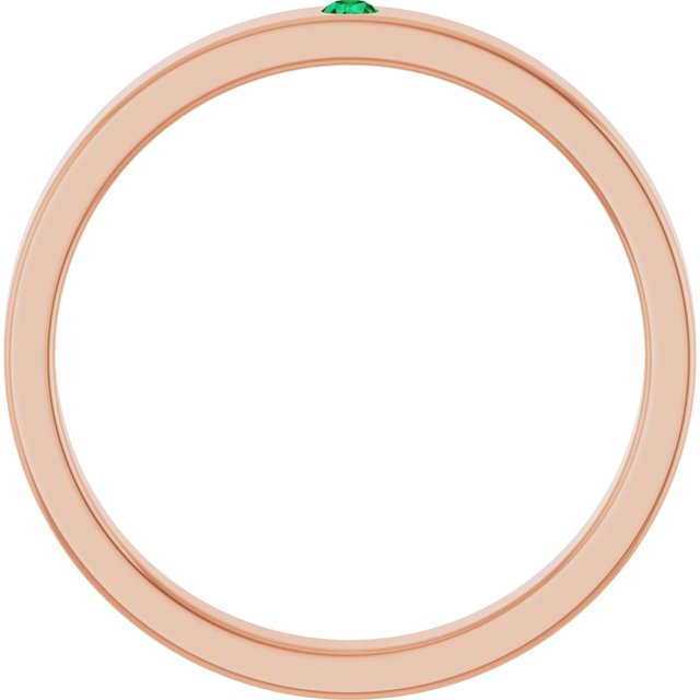 14K Rose Natural Emerald Family Stackable Ring