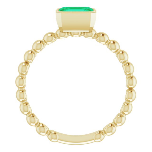 14K Yellow Lab-Grown Emerald Family Stackable Ring