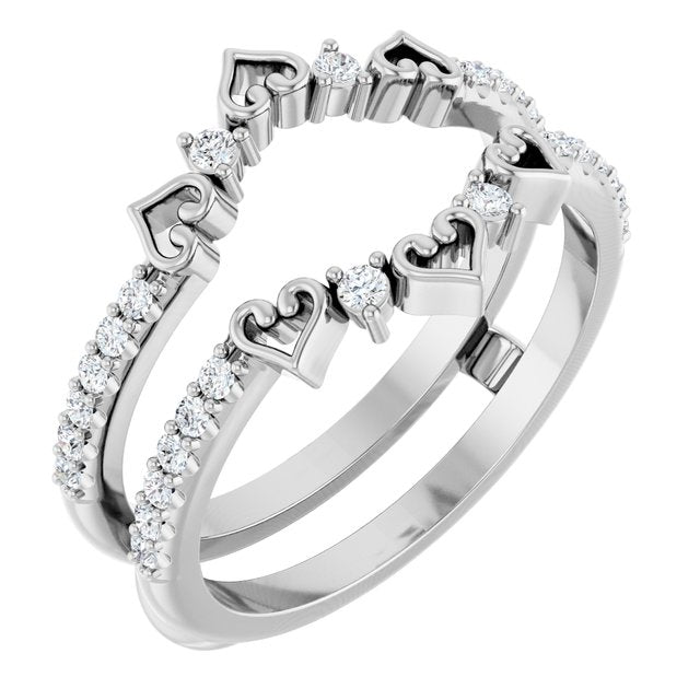 14k White 1/3 Ctw Natural Diamond Accented Ring Guard