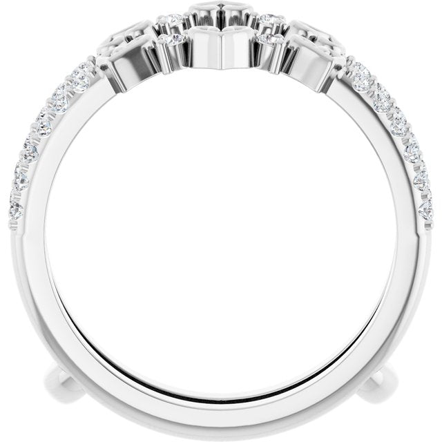 14k White 1/3 Ctw Natural Diamond Accented Ring Guard