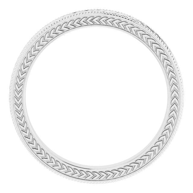 14k White 3 Mm Wheat Pattern Band Size 7