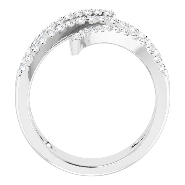 14k White 1/2 Ctw Natural Diamond Spiral Wrap Ring