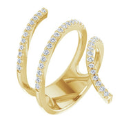 14k Yellow 1/2 Ctw Natural Diamond Spiral Wrap Ring