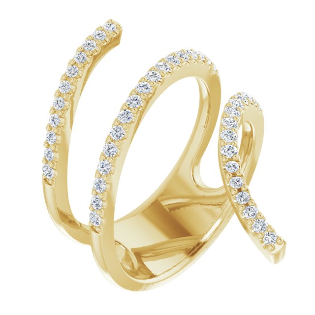 14k Yellow 1/2 Ctw Natural Diamond Spiral Wrap Ring