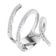 14k White 1/2 Ctw Natural Diamond Spiral Wrap Ring