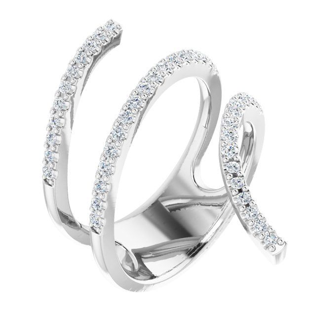 14k White 1/2 Ctw Natural Diamond Spiral Wrap Ring