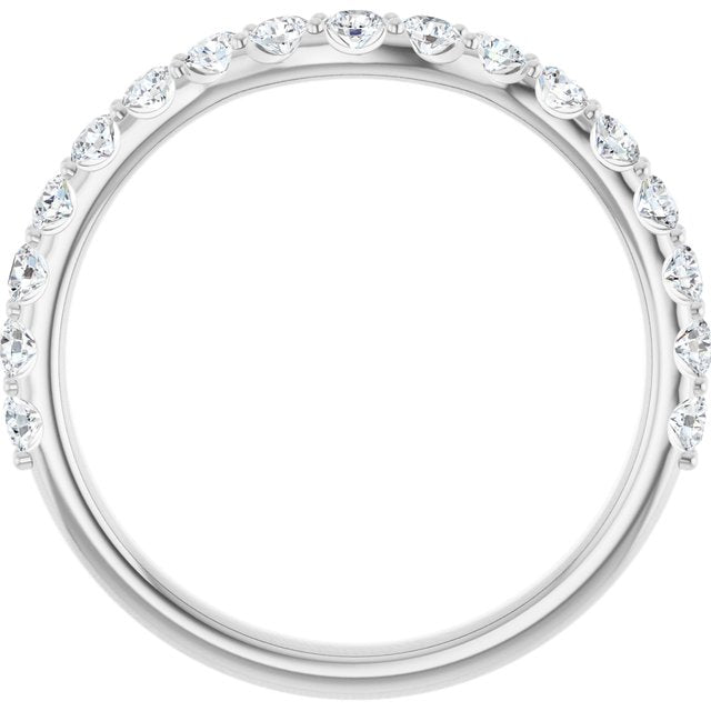 14k White 1/2 Ctw Natural Diamond Contour Band