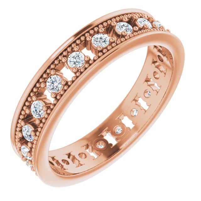 14K Rose 1/2 CTW Natural Diamond Eternity Band Size 7