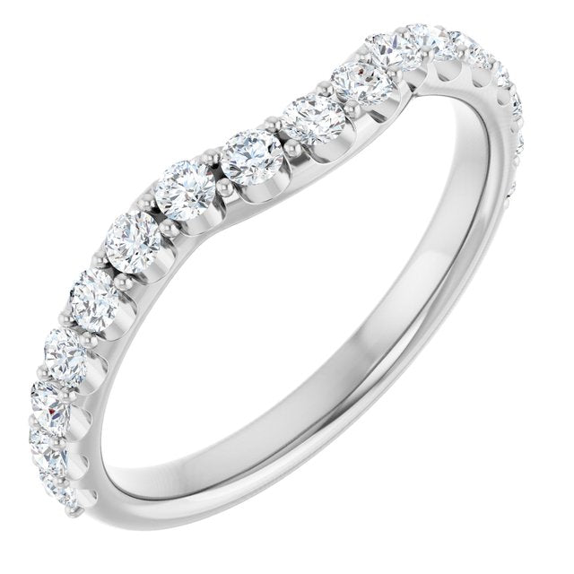 14k White 1/2 Ctw Natural Diamond Contour Band