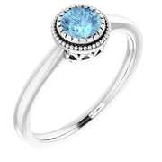 14K White Natural Aquamarine Ring