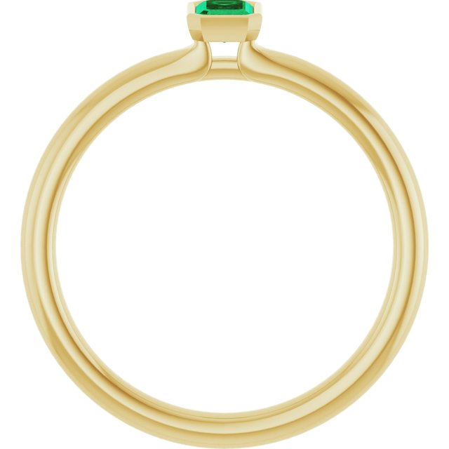 14K Yellow Natural Emerald Stackable Ring