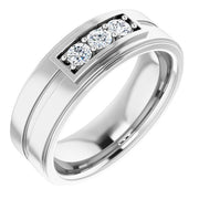 14k White 1/3 Ctw Natural Diamond Three-stone Band
