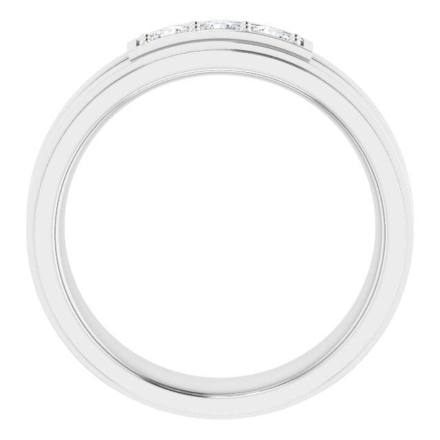 14k White 1/3 Ctw Natural Diamond Three-stone Band