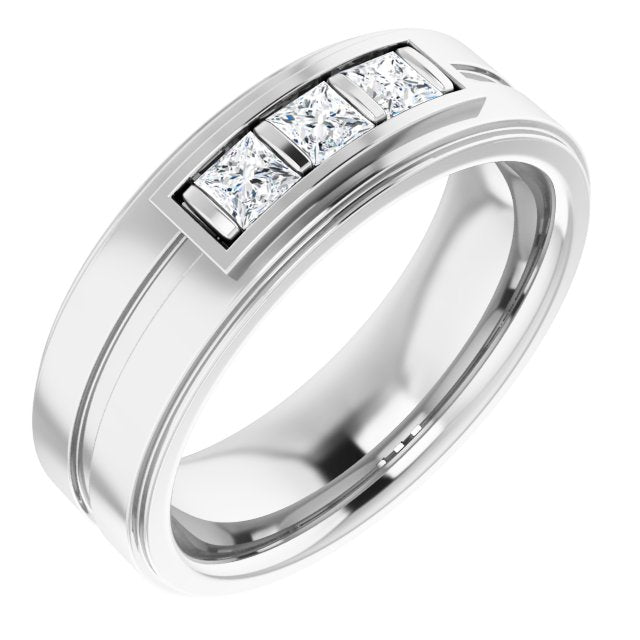 14K White 3 mm Square 1/2 CTW Diamond Band