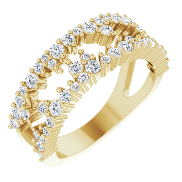 14K Yellow 3/4 CTW Natural Diamond Negative Space Ring