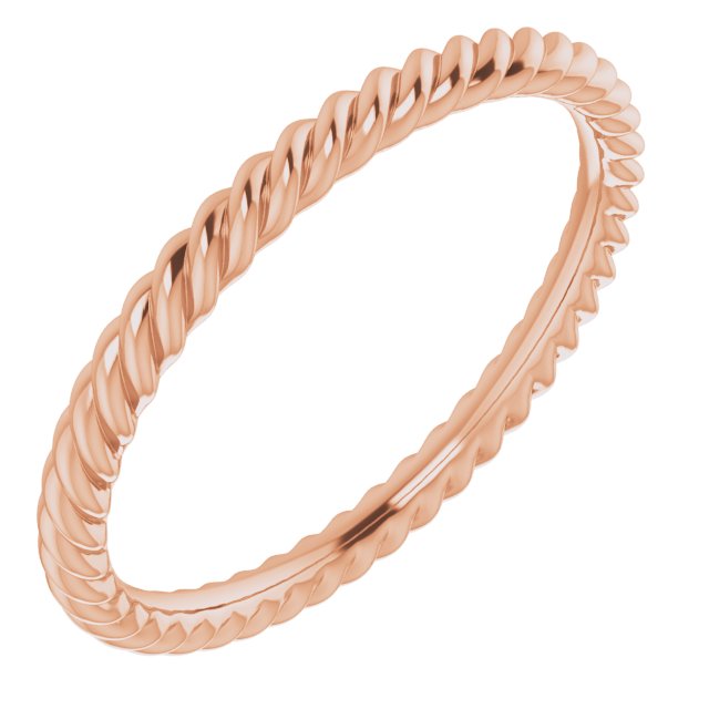 14k Rose 2 Mm Skinny Rope Band Size 6.5