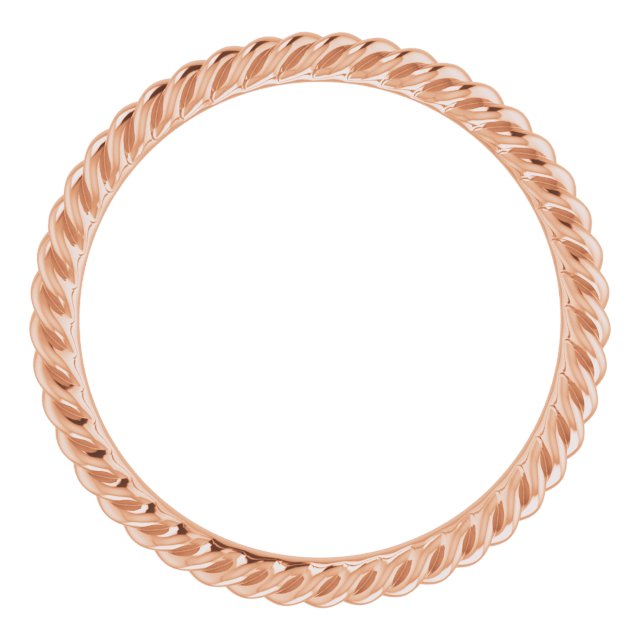 18K Rose 2 mm Skinny Rope Band Size 5