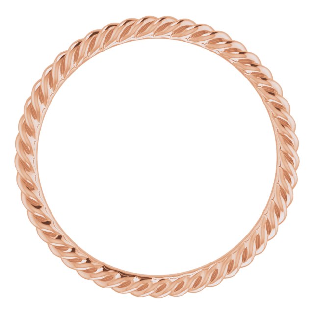14k Rose 2 Mm Skinny Rope Band Size 6.5