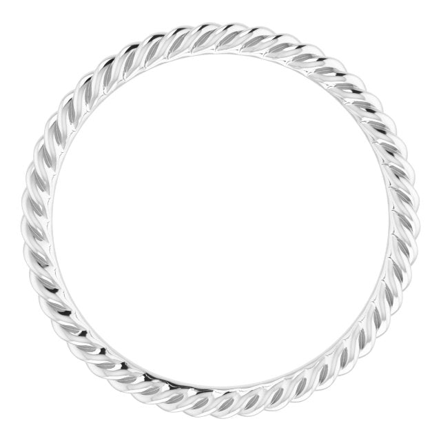 Sterling Silver 2 mm Skinny Rope Band Size 6.5