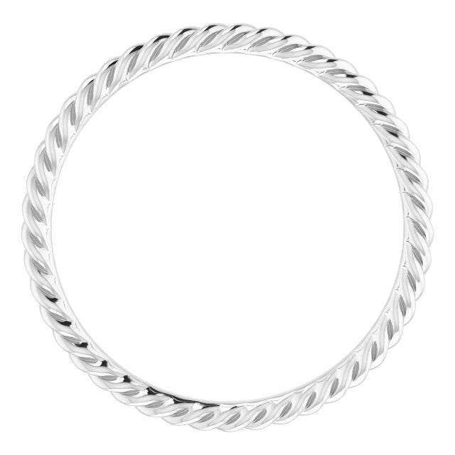 14k White 2 Mm Skinny Rope Band Size 8.5