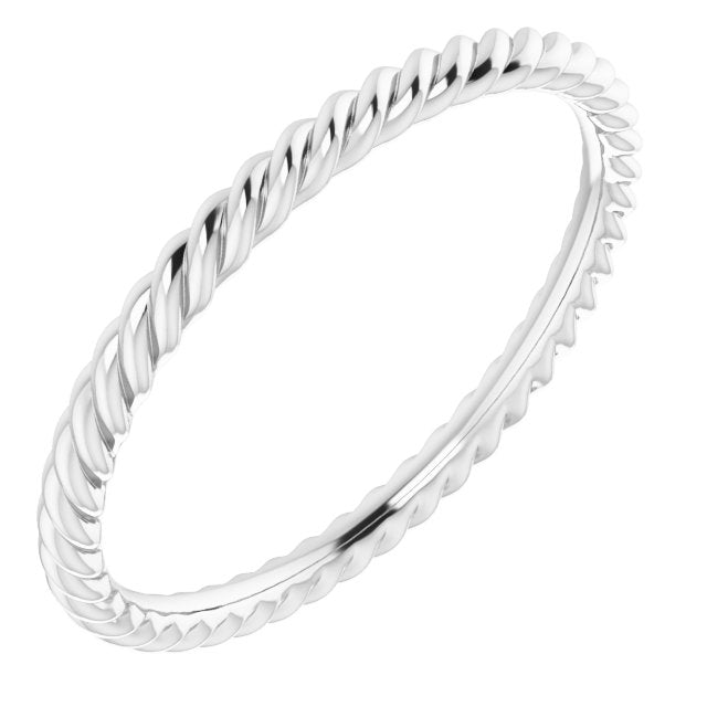 14k White 2 Mm Skinny Rope Band Size 8.5