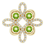 14K Yellow Natural Peridot & 1/8 CTW Natural Diamond Clover Pendant