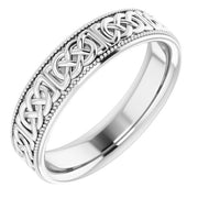 14K White 6 mm Celtic-Inspired Band Size 11.5