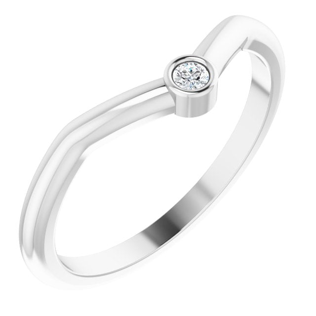 14K White .03 CT Natural Diamond Stackable