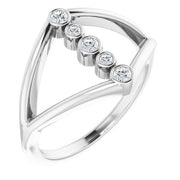 14K White 1/8 CTW Natural Diamond Geometric Ring